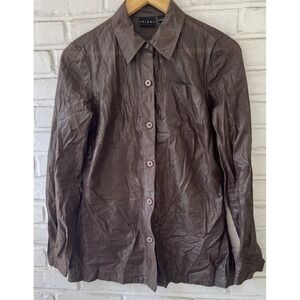 Tribal Brown Metallic Blouse Top US Sz 2